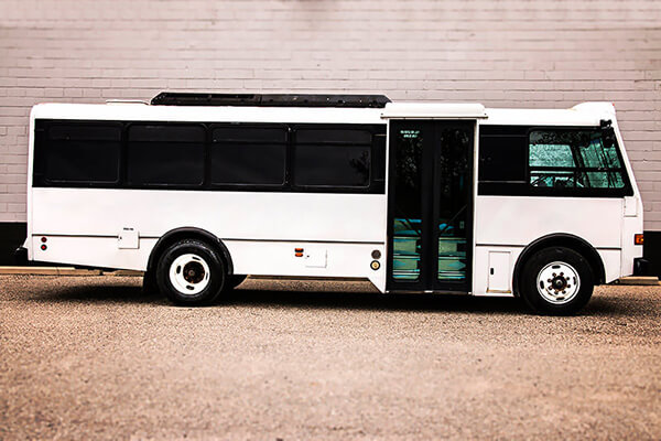 White party bus exterior