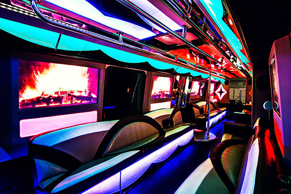 spacious party bus interior